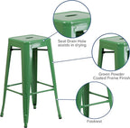 Flash Furniture Lily 4 Pack Commercial Grade 30" High Backless Green Metal - Image 5