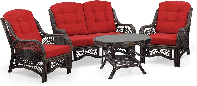 Malibu Lounge Loveseat Sofa Natural Rattan Wicker Handmade Design - Image 4