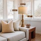 BOBOMOMO 27" Antique Gold Table Lamps Set of 2, Elegant Large Resin Lamps - Image 5