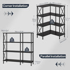 HOOBRO Corner Bookshelf, 4-Tier L-Shaped Bookcase, Industrial Open Display - Image 2