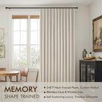 MIULEE Beige Pinch Pleated 100% Blackout Linen Curtains 40x102 Inches | Room - Image 3