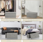 VECELO 30'' Folding Storage Ottoman Bench, Storage Chest, Linen Fabric Foot - Image 7
