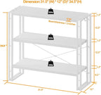 HCHQHS Bookshelf, 3-Tier Industrial Bookcase, Freestanding Horizontal - Image 3