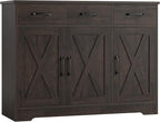 HOSTACK Modern Farmhouse Buffet Sideboard Cabinet, Barn Doors Storage Cabinet - Image 7