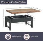 Alaterre Furniture Pomona Living Room 42 Inch Lift Top Solid Wood Coffee Table - Image 2
