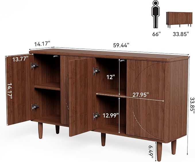 LITTLE TREE 59-Inch Buffet Cabinet Sideboard - Image 3