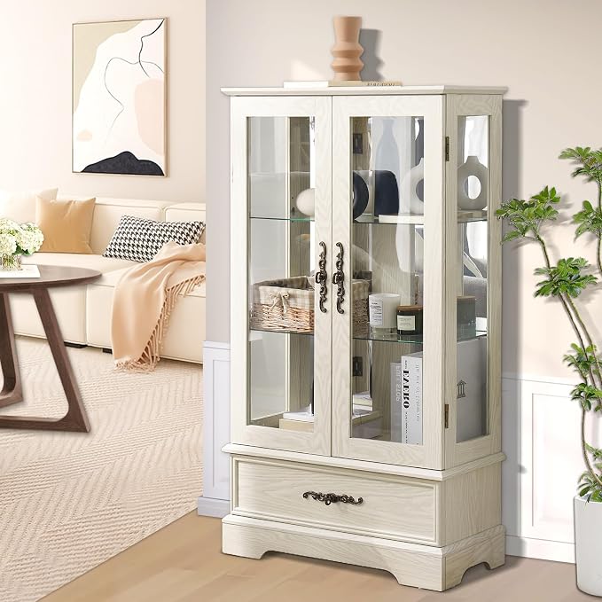 Lighted Glass Curio Display Cabinet - Image 7