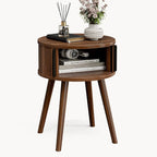 ZttRiee Side Table with Sliding Door & Cabinet, End Table - Image 7