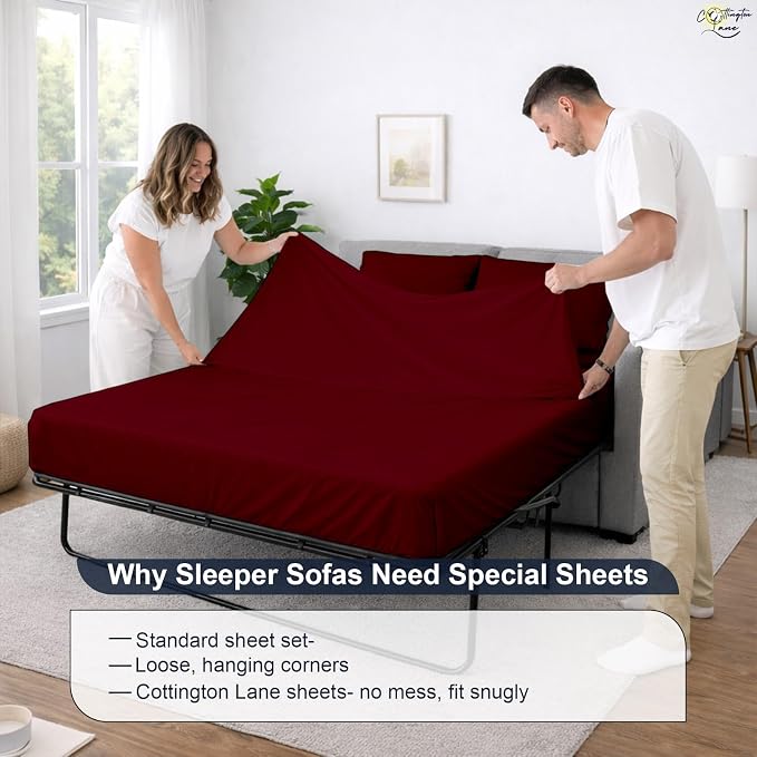 Cottington Lane Sleeper Sofa Sheets Queen Size, 4 Piece Premium Quality 100% - Image 8
