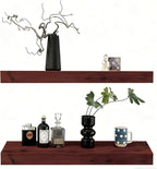Solid Wood Floating Shelves, 31.5in Finished Real Wood Wall Shelves by Unknown