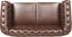 LEVNARY Leather Sofa, Chesterfield Tufted Upholstered 2 Seater Couch, Modern - Image 3