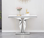 Henf 47" Marble Console Table Modern White Faux Marble Entryway Table - Image 3
