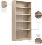 Bush Home Tall 5 Shelf Bookcase, 5 Tier Bookshelf Storage Cabinet - Image 6