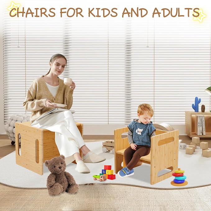 Montessori Table and Chair Set, Bamboo Wood Weaning Table and Chair Set - Image 2