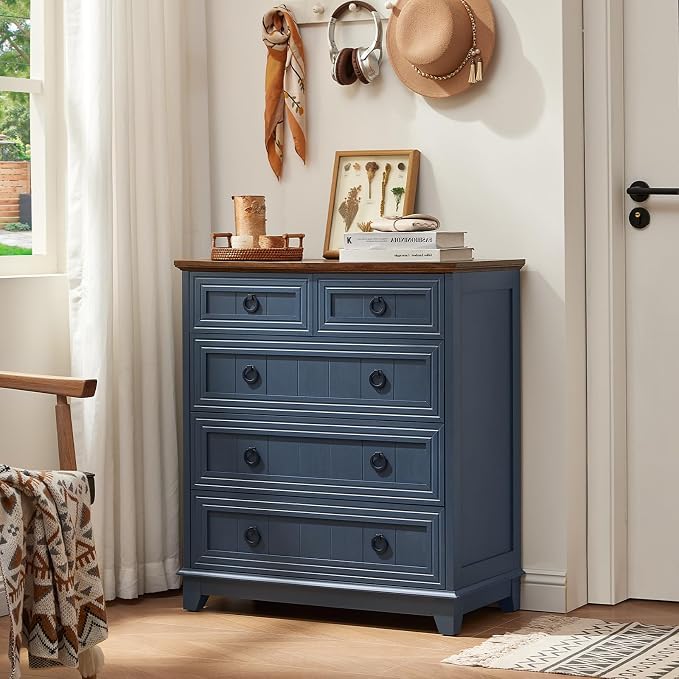 Joaxswe Farmhouse 5 Drawer Dresser - Image 7
