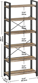 IRONCK Bookshelf 6-Tier Ladder Shelf 110 lbs or Shelf Display Shelf Vintage - Image 3