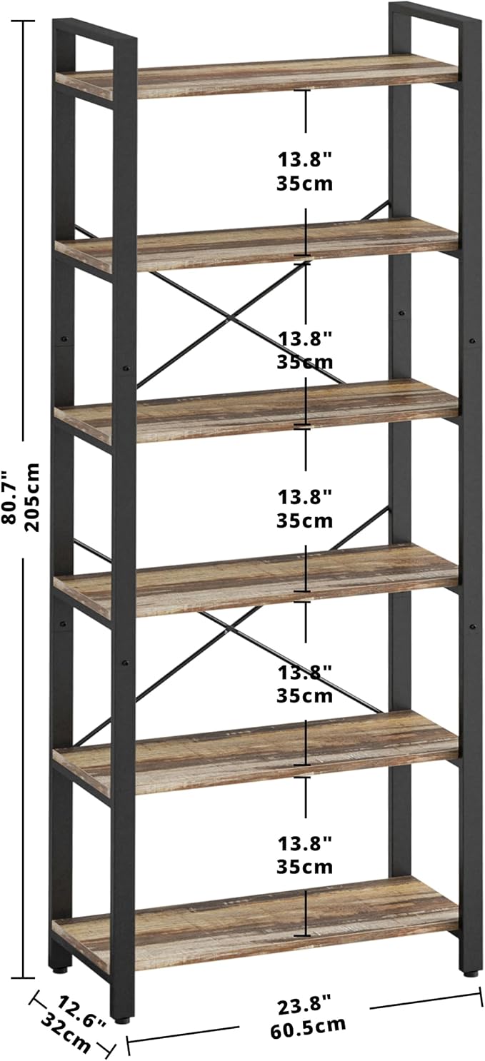 IRONCK Bookshelf 6-Tier Ladder Shelf 110 lbs or Shelf Display Shelf Vintage - Image 3