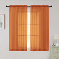 Sheer Orange Curtains for Bedroom Living Room 54 Inch Length 2 Panels Set by WelvetBLK