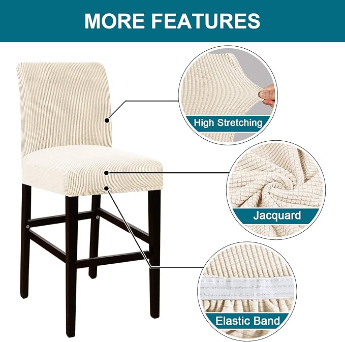 Turquoize Stretch Bar Stool Cover Counter Stool Pub Chair Slipcover - Image 4