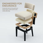 HNY Mid Century Modern Farmhouse Dining Chairs Set of 2, Linen Upholstered - Image 5