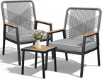 LIFERUN 3-Piece Patio Furniture Set, 2 Outdoor Rattan Chairs by PowerYourEveryWorkout