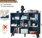 LEYAOYAO 10 Cube Bookshelf, 3 Tier Vintage 55" Wide Bookcase - Image 2