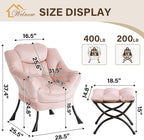Welnow Lazy Chair with Ottoman, Modern Accent Chair with Armrests and a Side - Image 3
