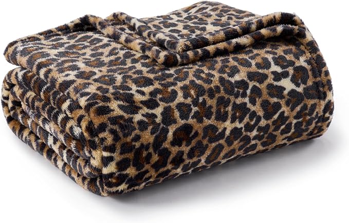 BEDELITE Fleece Blanket Soft Plush Twin Size Blanket Brown Leopard 60"x80" | - Image 9