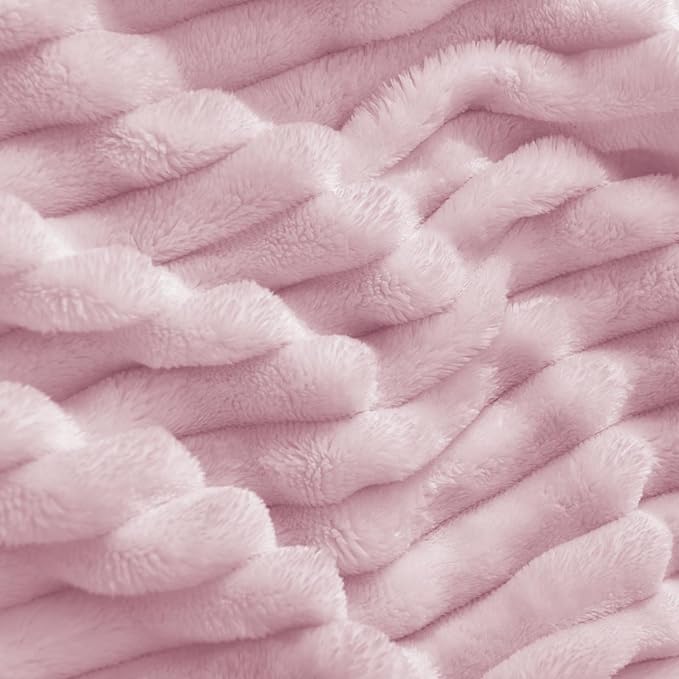 BEDELITE 3D Ribbed Cherry Blossom Fleece Twin Blanket - Image 3