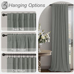 Grey Blackout Curtains for Bedroom 84 Inch Length 2 Panel Linen Textured - Image 6