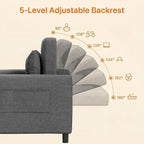 Gizoon 3-in-1 Convertible Loveseat Sleeper Couch Bed, 71.7" Extended Pull Out - Image 8