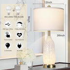 Rinweey 26" Modern Clear Glass Table Lamps Set of 2, Nightstand Lamp - Image 4