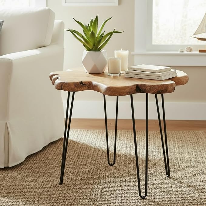 WELLAND Live Edge Cedar Coffee Table 32" W x 32" D x 20.5" H Rustic Round Table - Image 6