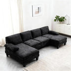 Karl home 111" Sectional Sofa U-Shaped 4-Seat Couch by Karlhome