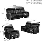 Power Recliner Sofa Set with LED, Breathable Leather Recliner Couch Loveseat - Image 2
