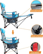 Reclining Camping Chair with Removable Footrest Lounge Chair with Headrest - Image 6