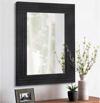 Black Rectangular Vintage Rustic Wood Framed Large Mirror by HLFMVWE