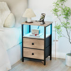 LOAKEKEL Night Stand with Charging Station and LED, Bedside Table with USB - Image 8