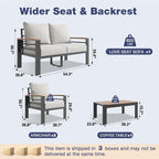 Aoxun Aluminum Patio Furniture Set 4 Seats, Oversized Outdoor Sectional - Image 7