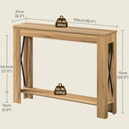 YATINEY Farmhouse Console Table, 39.4'' Small Narrow Entryway Table, Wood Couch - Image 3