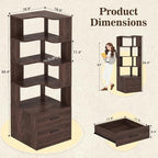 Armocity Corner Bookshelf with Drawers, 7 Tier Corner Book Shelf Display - Image 2