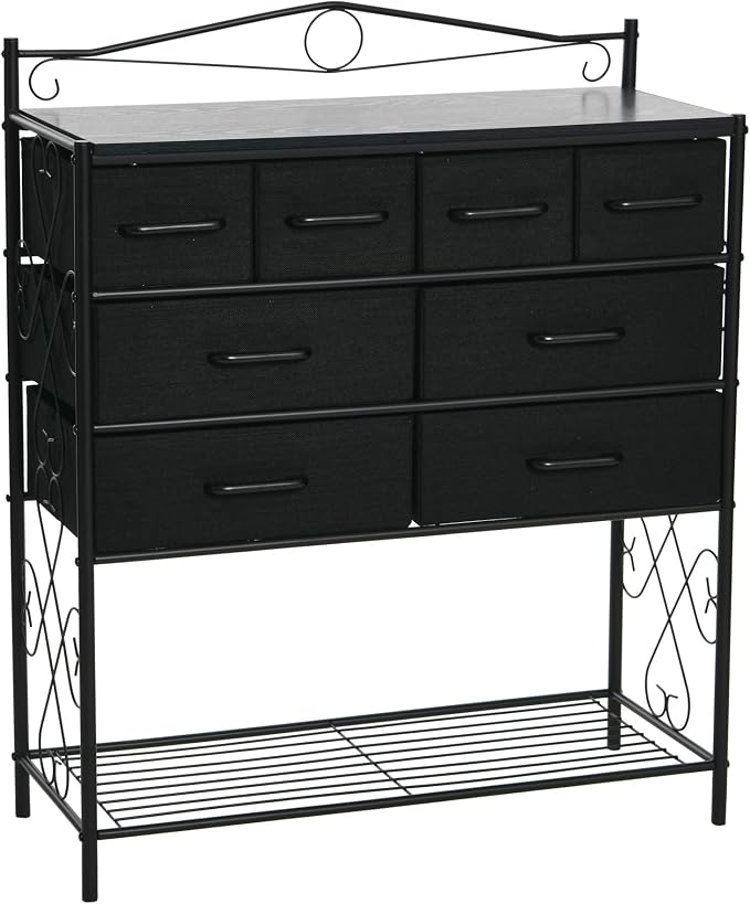 Household Essentials Black Oak & Iron Apothecary 8-Drawer Sideboard by HouseholdEssentials