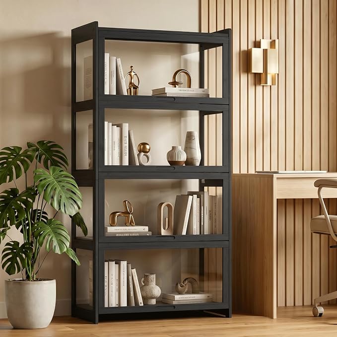 Magshion Display Cabinet with Acrylic Doors, 4-Tier Curio Cabinet - Image 3