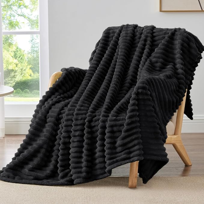 BEDELITE Ribbed Fleece Throw Blanket by BEDELITE