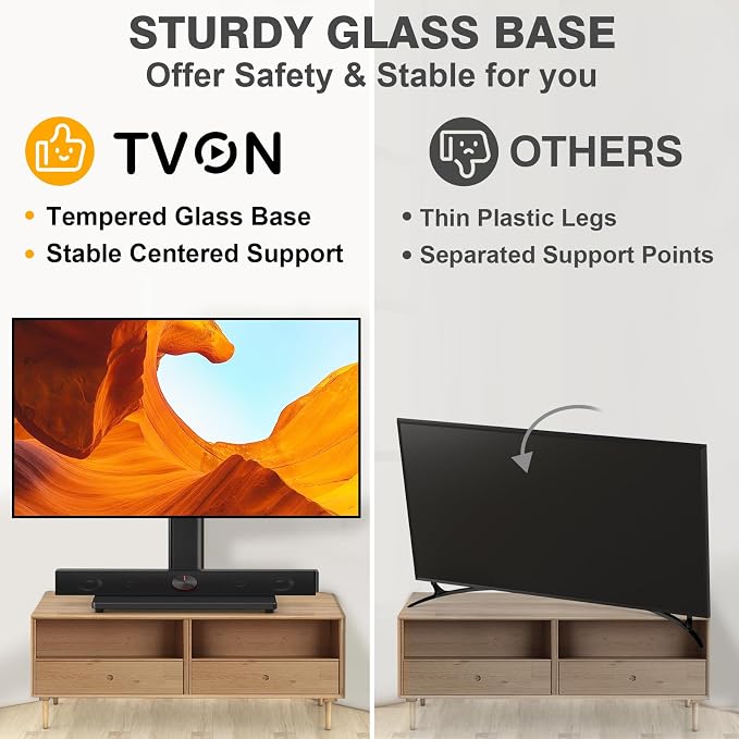 TVON Universal TV Stand Base, Swivel Table Top TV Stand - Image 6