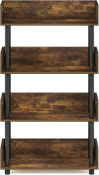 Furinno Turn-N-Tube 4-Tier Toolless Display Rack, Amber Pine/Black - Image 6