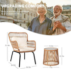 3 Piece Outdoor Wicker Furniture Bistro Set, Rattan Chairs Conversation Sets - Image 5