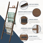 Acacia Wood 6-Tier Blanket Ladder, 5.7FT Blanket Quilt Towel Holder Rack - Image 3