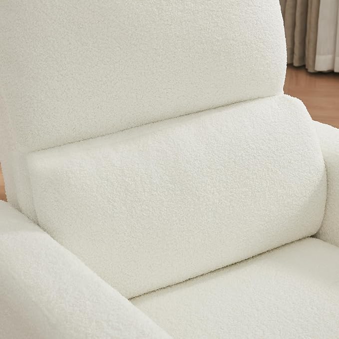 Swivel Rocker Recliner, Oversized Boucle Glider Recliner Nursery, Manual Swivel - Image 7