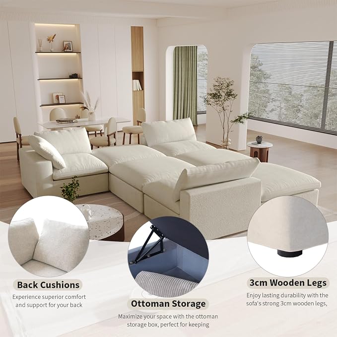 160.6" Cloud Couch Modular Sectional Sofa - Image 6